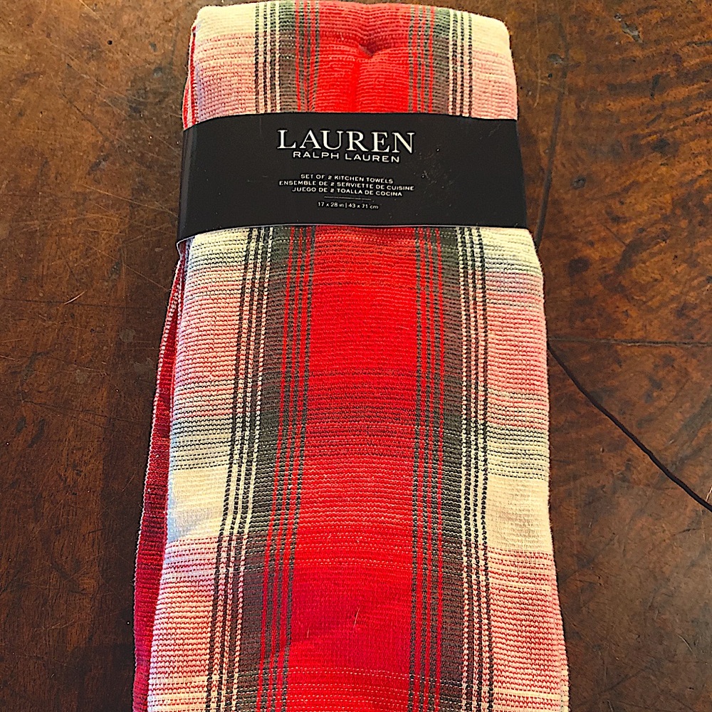 RALPH LAUREN KITCHEN TOWELS HOLIDAY PLAID SET OF 2 ❣️LAST ONE❣️NEW